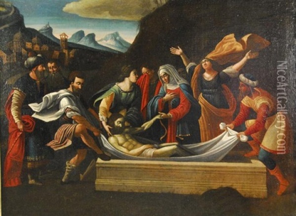 Entombment Of Christ Oil Painting -  Pordenone (Giovanni Antonio)