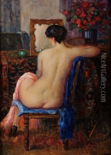 Przed Lustrem Oil Painting - Roman Kawecki
