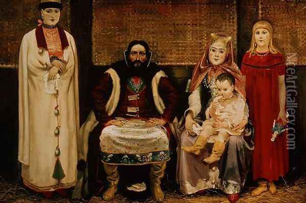 A Merchant and his Family in the Seventeenth Century, 1896 Oil Painting - Andrei Petrovich Ryabushkin