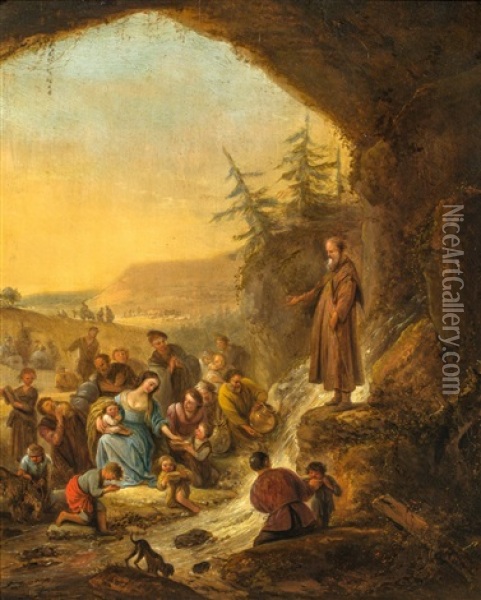 Moses Schlagt Wasser Aus Dem Felsen Oil Painting - Jacob Willemsz de Wet the Elder