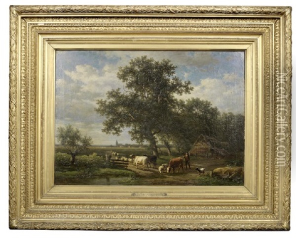 Going To Pasture Oil Painting - Alexander Joseph Daiwaille