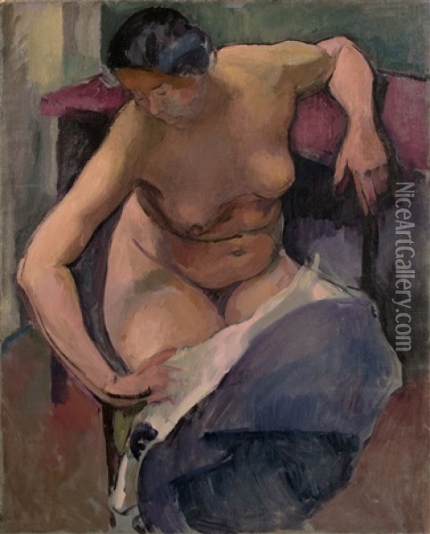 Sitzender Weiblicher Akt Oil Painting - Franz Noelken
