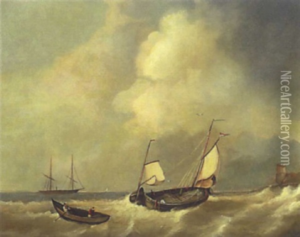 Seestuck, Niederlandische Fischerboote Oil Painting - Abraham Hulk the Elder