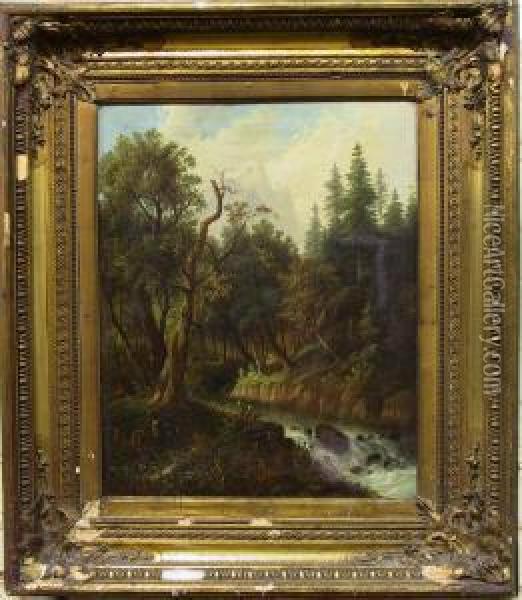 Een Romantisch Plekje In Het Bos Oil Painting - Eduard Boehm