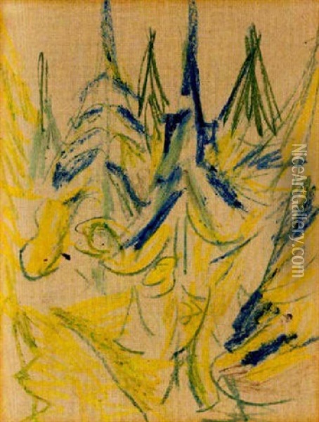 Tannen Oil Painting - Ernst Ludwig Kirchner
