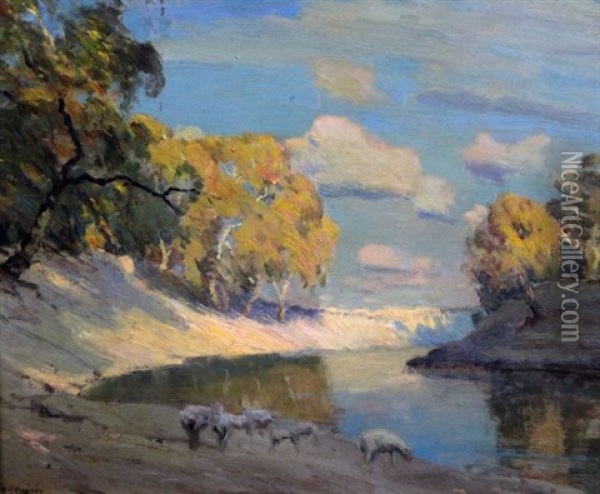 The Murray River Oil Painting - Edward Cairns Officer