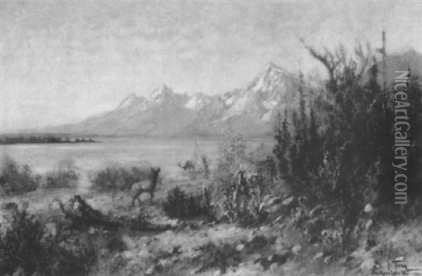 Jackson Lake Wyoming Oil Painting - John Fery
