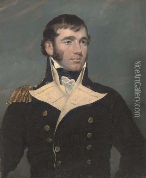 Portrait Of Captain Forster, Half-length, In Naval Uniform Oil Painting - Sir George Hayter