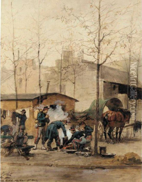 Military Encampment Oil Painting - Isidore Alexandre Augustin Pils