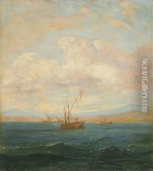 Eine Galeere Vor Der Arabischen Kuste Oil Painting - Baron Jean Antoine Theodore Gudin