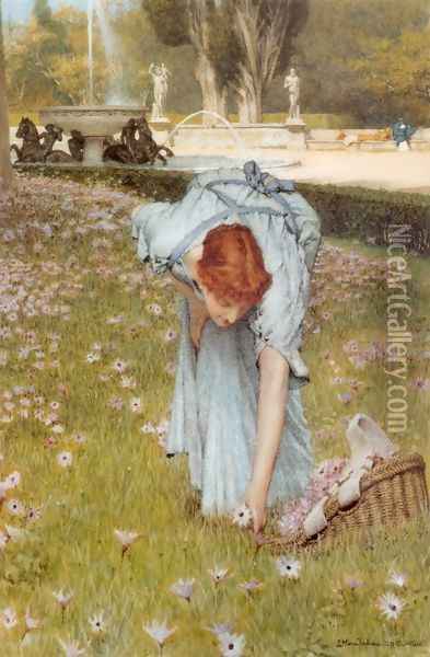 Flora (or Spring in the Gardens of the Villa Borghese) Oil Painting - Sir Lawrence Alma-Tadema