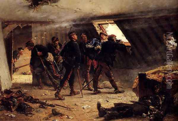 Episode From The Franco-Prussian War Oil Painting - Alphonse de Neuville