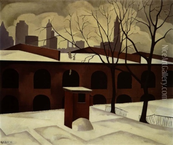 View From Brooklyn Oil Painting - George Copeland Ault