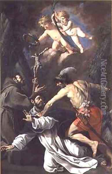 The Martyrdom of St Peter Martyr Oil Painting - Luca Da Reggio (Ferrari)