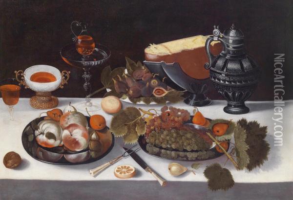 Still Life With Fruits Oil Painting - Hans Georg Meyer