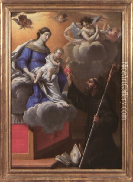 La Vierge Et L'enfant Jesus Apparaissant A Saint Augustin, Ou Saint Augustin Blesse D'amour Pour Le Christ Oil Painting - Charles Poerson