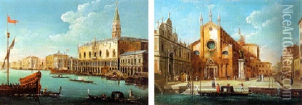 Veduta Del Molo Col Palazzo Ducale Oil Painting - Giuseppe Bernardino Bison