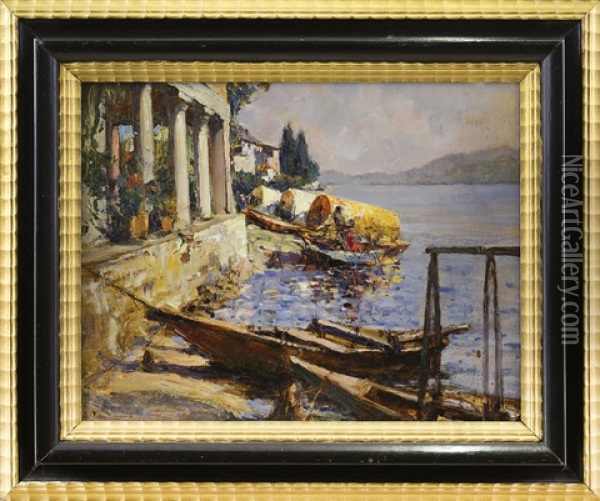 Paesaggio Sul Lago Oil Painting - Lidio Ajmone