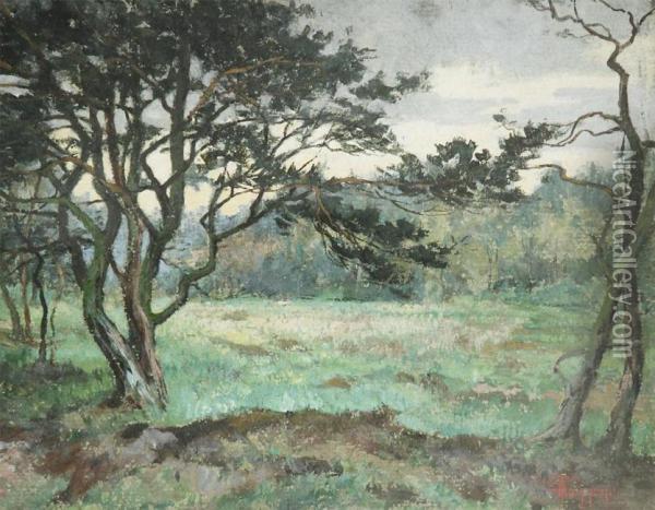 Meadow In The Woods Oil Painting - Theodore Hannon