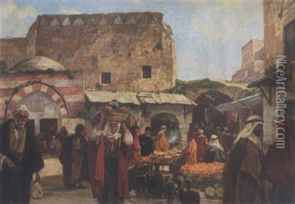 Volksleben In Jerusalem Oil Painting - Georg Macco