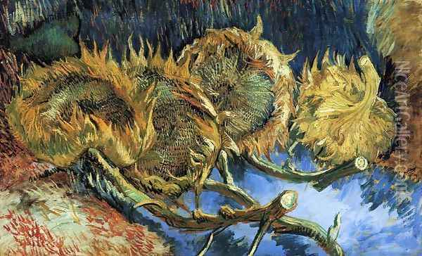 Still Life with Four Sunflowers Oil Painting - Vincent Van Gogh