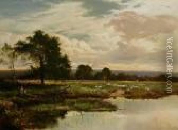 Green Pastures By Still Waters Oil Painting - Sidney Richard Percy