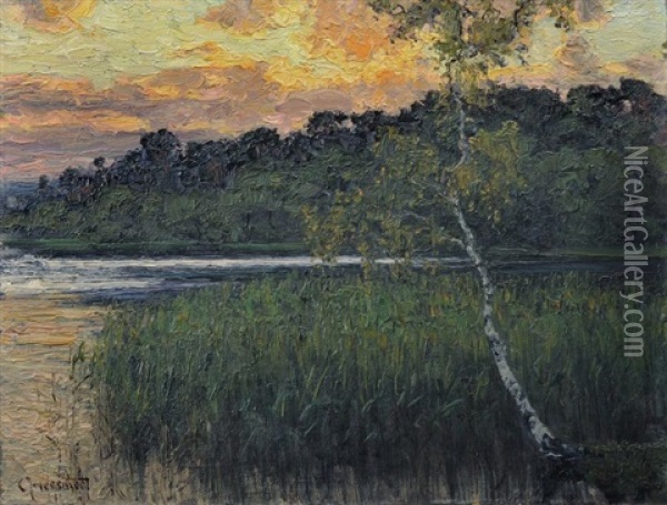 Sommerabend Am See Oil Painting - Carl Hessmert