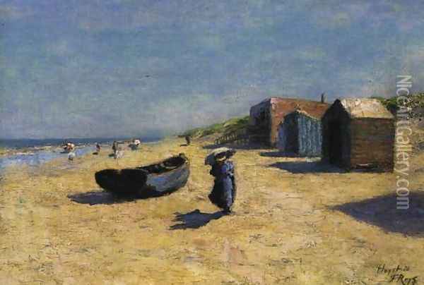 The Beach at Heist Oil Painting - Felicien Rops