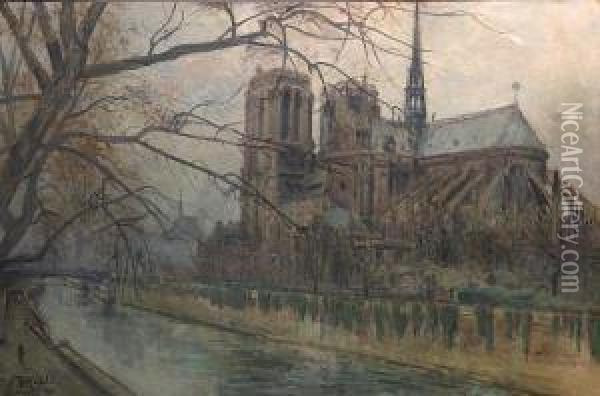 A View Of Notre Dame, Paris Oil Painting - Gustave Madelain