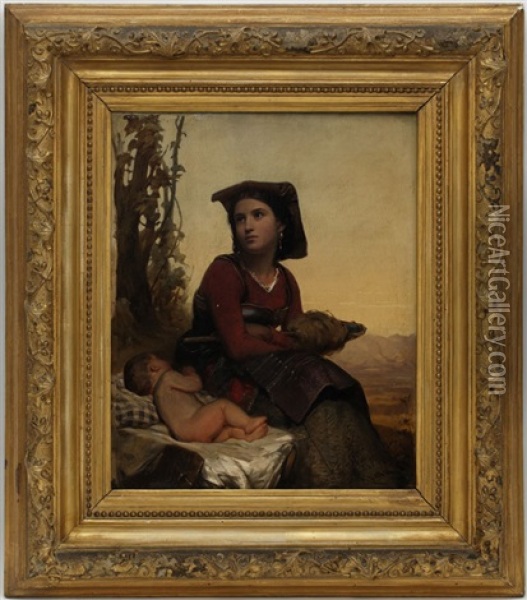 La Fileuse Et Son Enfant Oil Painting - Wilhelm Wider