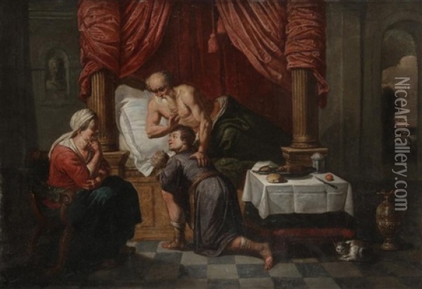 La Benediction De Jacob Oil Painting - Willem van Herp the Elder