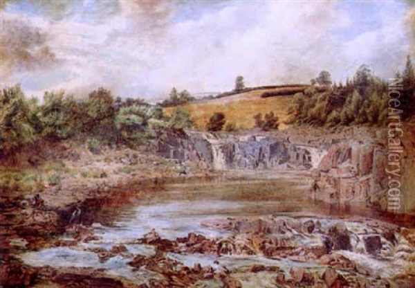 Falls On The Dee Oil Painting - John Wright Oakes