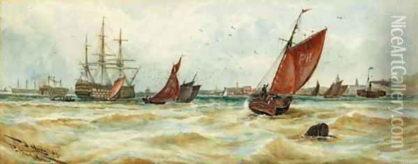 Portsmouth Harbour Oil Painting - Thomas Bush Hardy