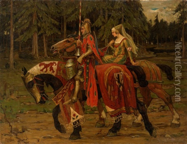 Heraldic Chivalry Oil Painting - Alphonse Mucha