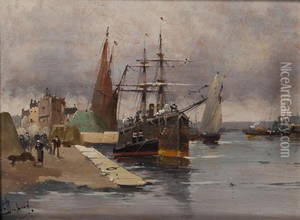 Bateaux Au Port Oil Painting - Louis Dupuy