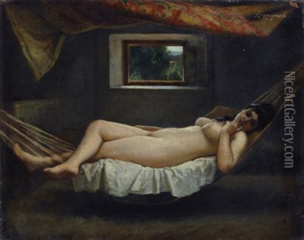 Nudo Sdraiato Oil Painting - Angiolo Romagnoli