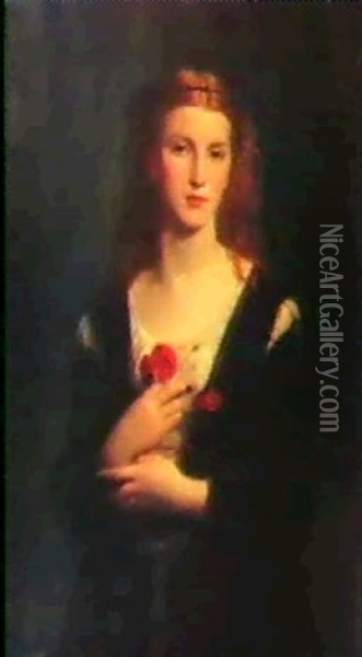 Madchen Mit Mohnblumen Oil Painting - Jean Jacques Henner