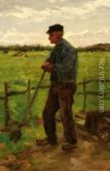 A Farmer Holding A Spade Oil Painting - Anton Mauve