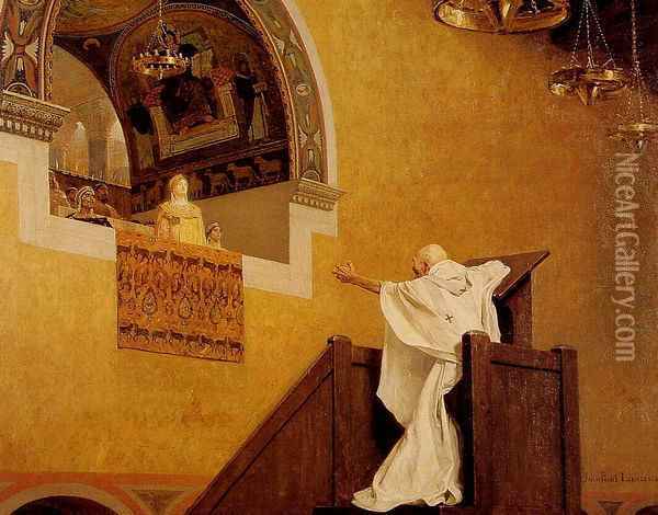 Saint Jean Chrysostome et l'Imperatrice Eudoxie (Saint John Chrysostom and Empress Eudoxie) Oil Painting - Jean-Paul Laurens
