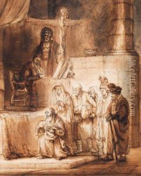 Die Darbringung Im Tempel Oil Painting - Samuel Van Hoogstraten