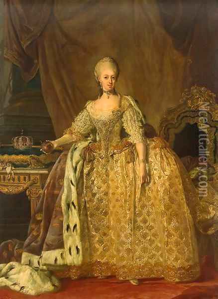 Portrait of Queen Sophie-Magdalene Oil Painting - Lorentz the Younger Pasch