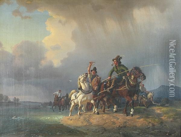 Farmer's Horses Oil Painting - Karl Lieske