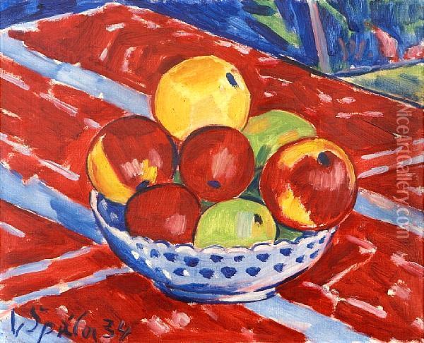 Still Life With A Bowl Of Fruit Oil Painting - Vaclav Spala