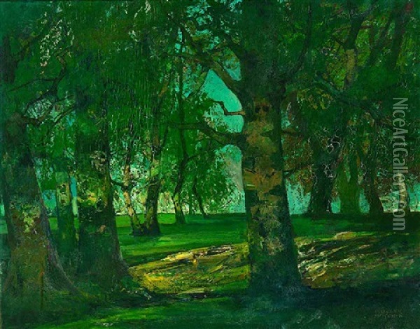 Buchenwald An Einem Sommertag Oil Painting - Anton Mueller-Wischin