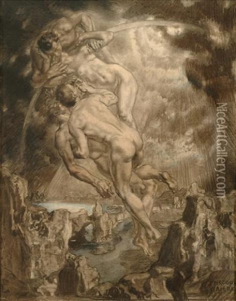 At The Last Judgement Oil Painting - Theodor Baierl