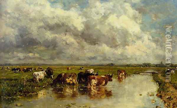 Meadow with cattle Oil Painting - Willem Roelofs