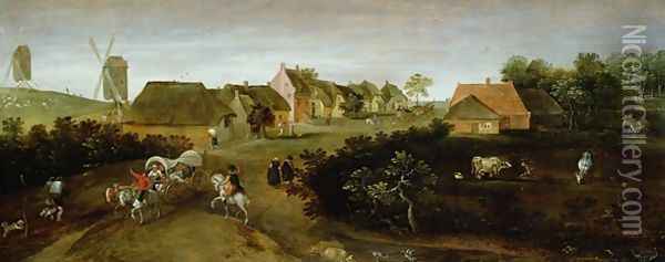 Landscape on the Outskirts of a Village Oil Painting - Jacob Grimmer