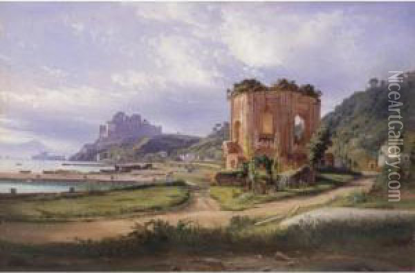 View Of The Castello Di Baia, Naples Oil Painting - Salvatore Fergola