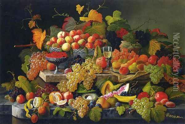 Still Life with Fruit 1857 Oil Painting - Severin Roesen