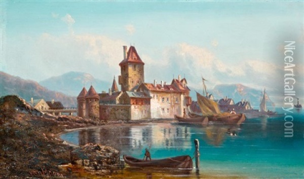 Vizparti Reszlet Oil Painting - Ludwig Hermann